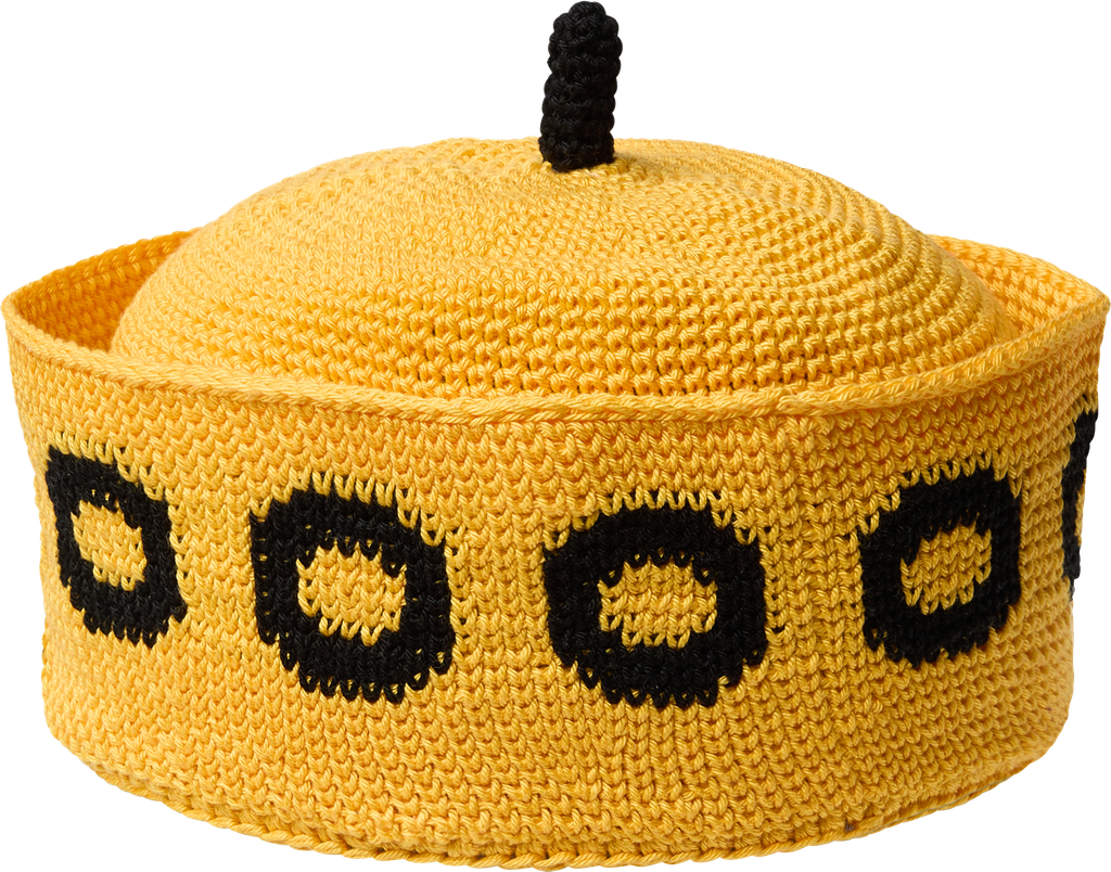 [HPA2652] GORRO AMARILLO CON CIRCULOS NEGROS